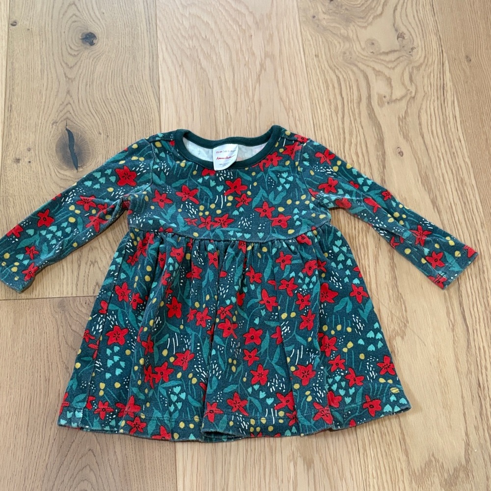 Floral Kids Dress in Green and Red